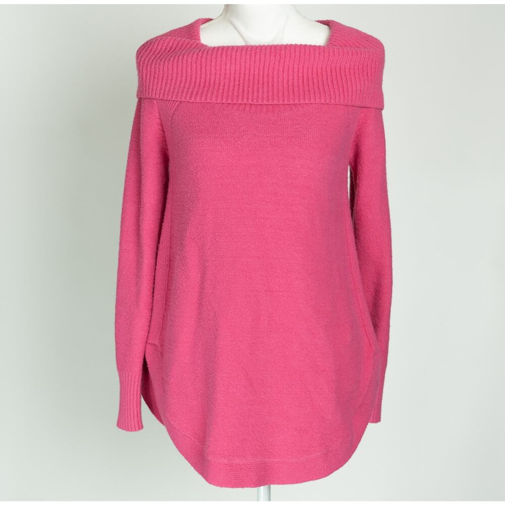 Moth by Anthropologie Brenta Hot Pink Cowl Neck Tunic Sweater Size Small